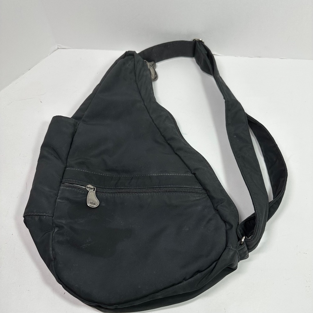 Ameribag Healthy Back Bag Crossbody Sling Backpack Black Nylon Ameri Bag
